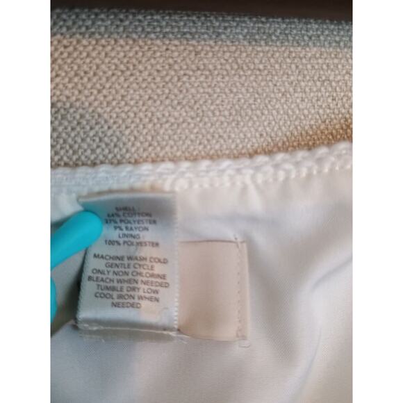 Loft Ann Taylor Skirt Women 8 Navy Blue White Nautical Frayed Texture Lined Mini - Picture 5 of 5